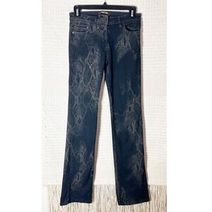ROBERTO CAVALLI black snakeskin mid rise straight leg jeans 40